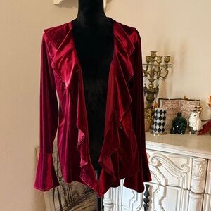 Notations Red Velvet Cardigan